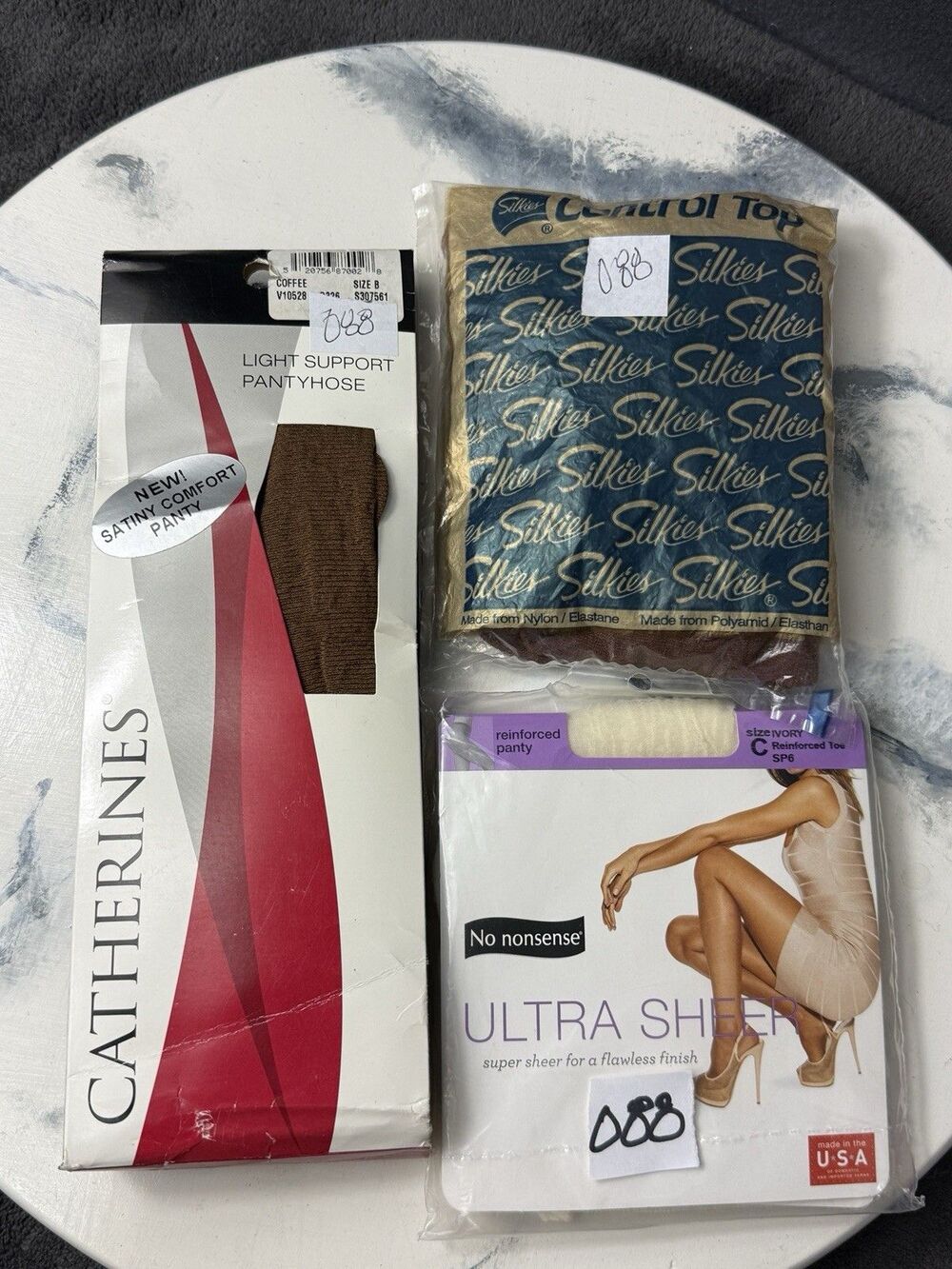 Vintage Pantyhose Lot No Nonsense Catherines Silkies Sheer Support Hosiery B C X